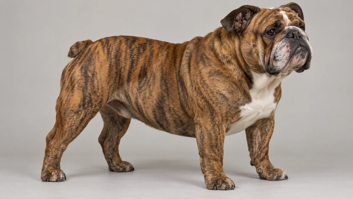İngiliz Bulldog köpek — brindle (klasik) renk