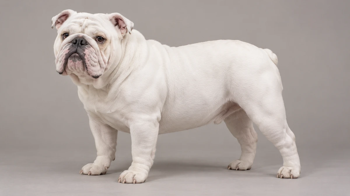 İngiliz Bulldog köpek — düz beyaz renk