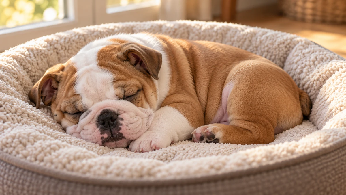 İngiliz Bulldog ilan — uyuyan İngiliz Bulldog yavru ilan fotoğrafı
